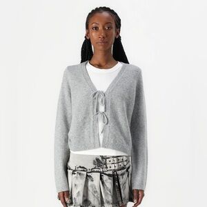 Abercrombie & Fitch Gray Sparkle Front Tie Cardigan Sweater Medium NWOT